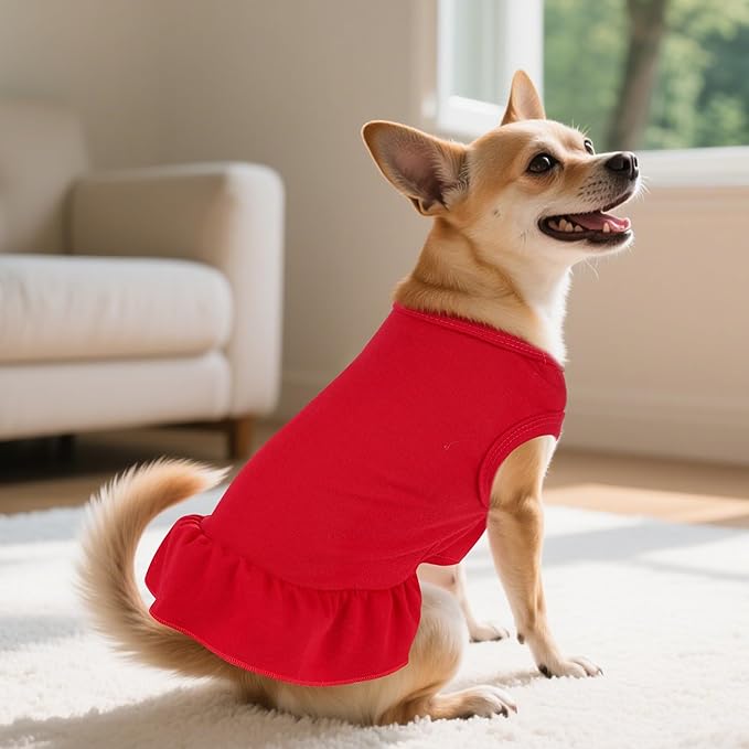 2 Pcs Dog Dresses Cat Skirt Solid Color Dog Clothes Summer Sleeveless Puppy - Image 6