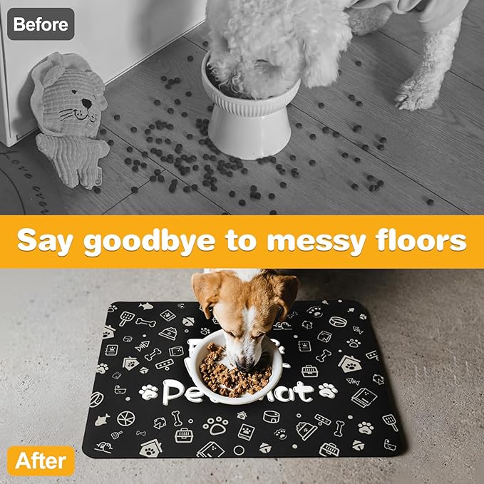 Pet Feeding Mat, Dog Cat Mat for Food and Water, Dog Bowl Waterproof Placemat - Image 4