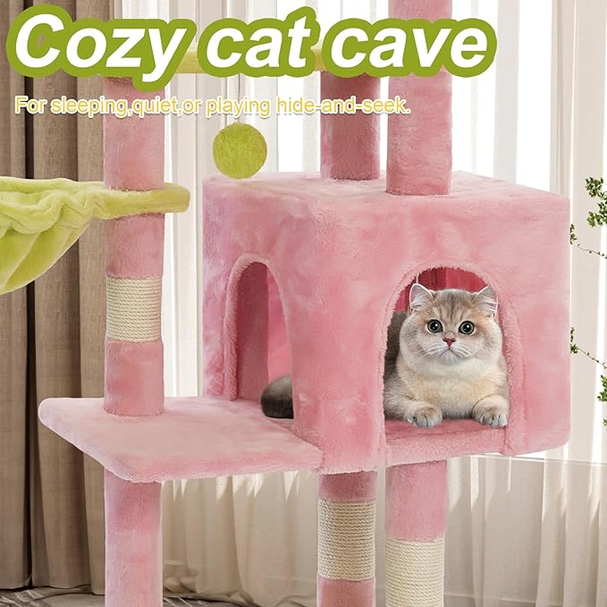 Cat Tree Tower with Metal Frame Hammock, Cat Towers with Scratching Post - Image 6