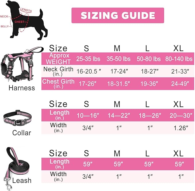 WINSEE Pet Harness Collar and Leash Set, All-in-one Reflective Dog Harness No - Image 7