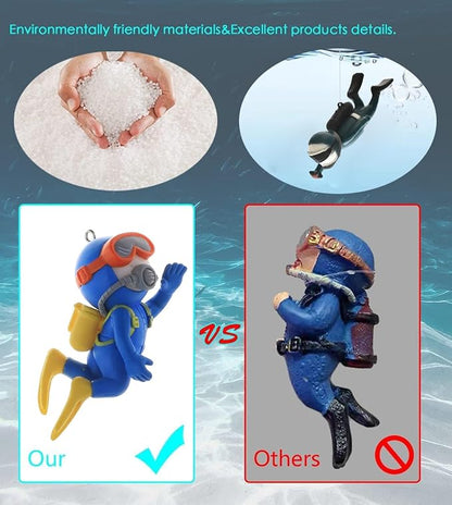 2-Pack Cute Little Diver Fish Tank Decorations Aquarium Decoration Floating - Image 3