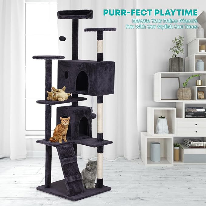 FDW | 70" Cat Tree Tower | Ashy | Multi-Level Indoor Activity Center - Image 2