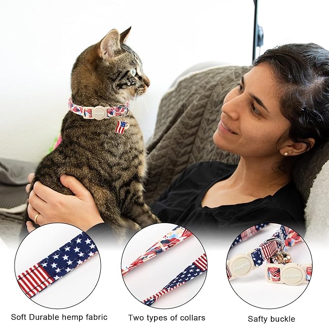 2 Pack American Flag Cat Collars Breakaway - Image 2