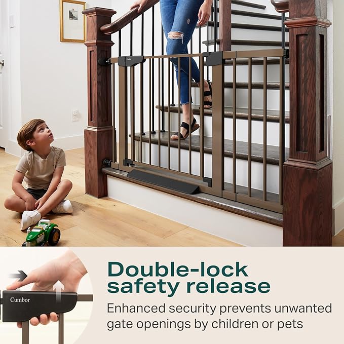 Cumbor 30-46" Baby Gate for Stairs, Mom's Choice Awards Winner-Auto Close Dog - Image 6