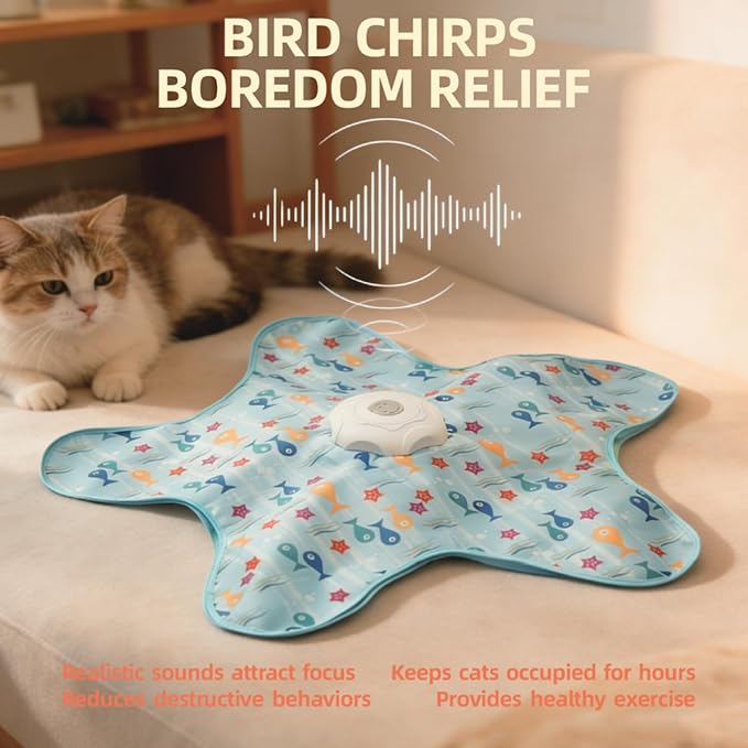 Automatic Cat Toy Mat with Bird Chirps, 3 Touch Modes Hide and Seek Interactive - Image 3
