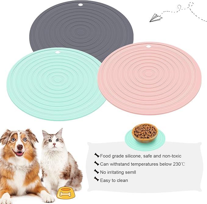3 Pieces Silicone Pet Food Mat Feeding Mat - Image 5