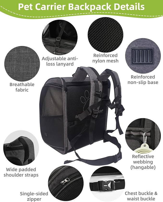 Cat Backpack Carrier with Breathable Mesh, Pet Carrier Backpack - Image 6
