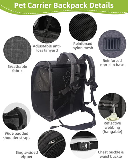 Cat Backpack Carrier with Breathable Mesh, Pet Carrier Backpack - Image 6