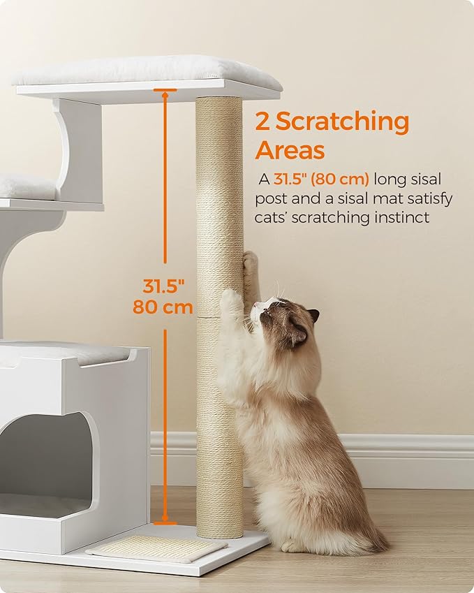 Feandrea WoodyWonders Cat Tree, 33.8-Inch Modern Cat Tower, Cat Condo - Image 5
