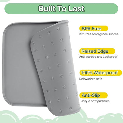 100% Waterproof Silicone Pet Feeding Mat, Warped Resistant Raised Edge BPA-Free - Image 2
