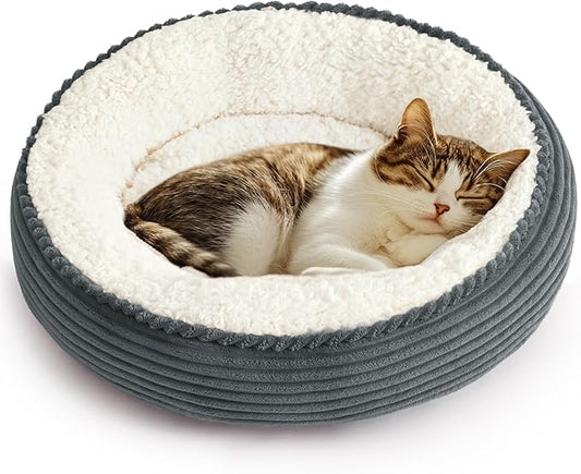 Love's cabin Round Donut Cat and Dog Cushion Bed, 20in Pet Bed by Lovescabin