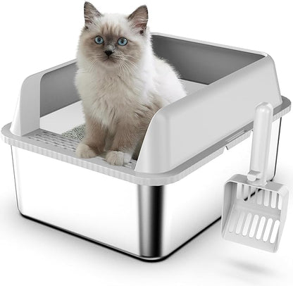 Suzzipaws 17.3"x13.4"x15" Stainless Steel Cat Litter Box by Suzzipaws