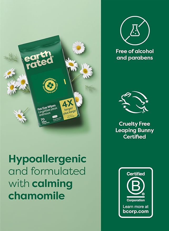 Earth Rated Vet-Developed Dog Eye Wipes, Hypoallergenic Pet Wipes - Image 6