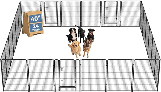 DUMOS Dog Playpen Indoor, Metal 40 Inch 24 Panels Foldable Pet Fence by DumosLifestyle