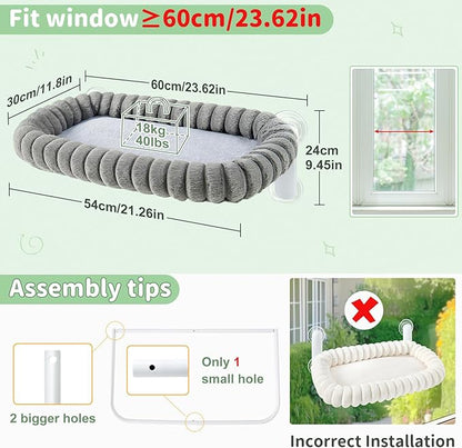 Sunhoo Cat Window Perch Bed Foldable Kitty Windowsill Hammock Shelf Seat Large - Image 4