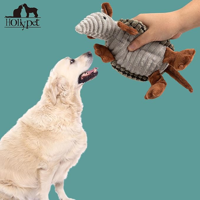 Hollypet Plush Dog Squeaky Toy Stuffed Armadillo Animal Pet Puppy Chew Toys - Image 5