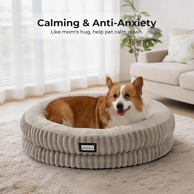BALANCE Donut Dog Bed, 30 Inches Round Dog Bed Medium Size Dogs Washable - Image 3