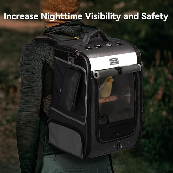 Petsfit Bird Carrier with Shade Cover, Adjustable Height Standing Perch and - Image 6