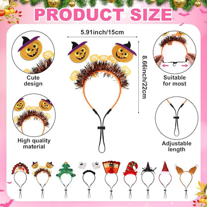 Huhumy 9 Set Christmas Dog Costume Christmas Thanksgiving Holiday Pet Headband - Image 2