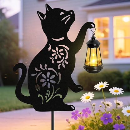Solar Cat Hanging Lantern Outdoor, Cat Lover Gifts by yulloyello