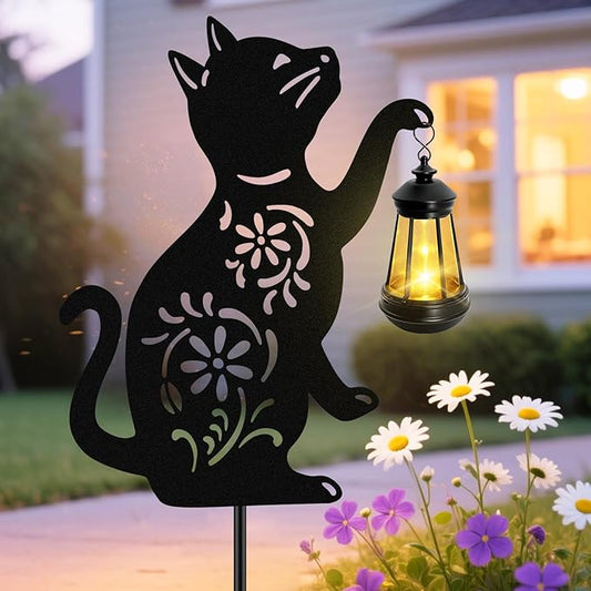 Solar Cat Hanging Lantern Outdoor, Cat Lover Gifts by yulloyello