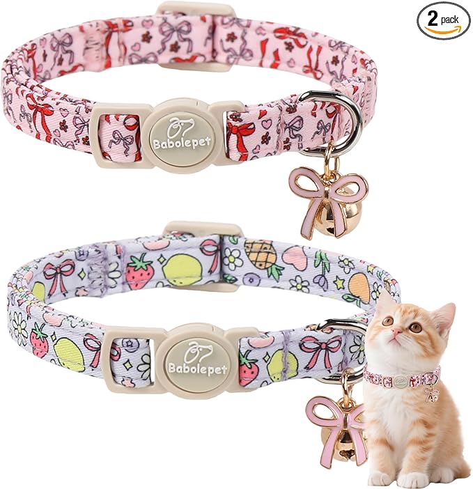 2 Pack Sweet Girly Cat Collars by Babolepet