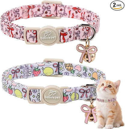 2 Pack Sweet Girly Cat Collars by Babolepet