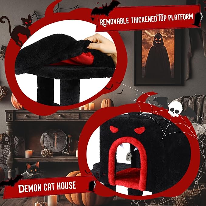 Gothic Cat Tree for Indoor Cats Large Adult, 40.5" Goth Cat Trees Tower - Image 6