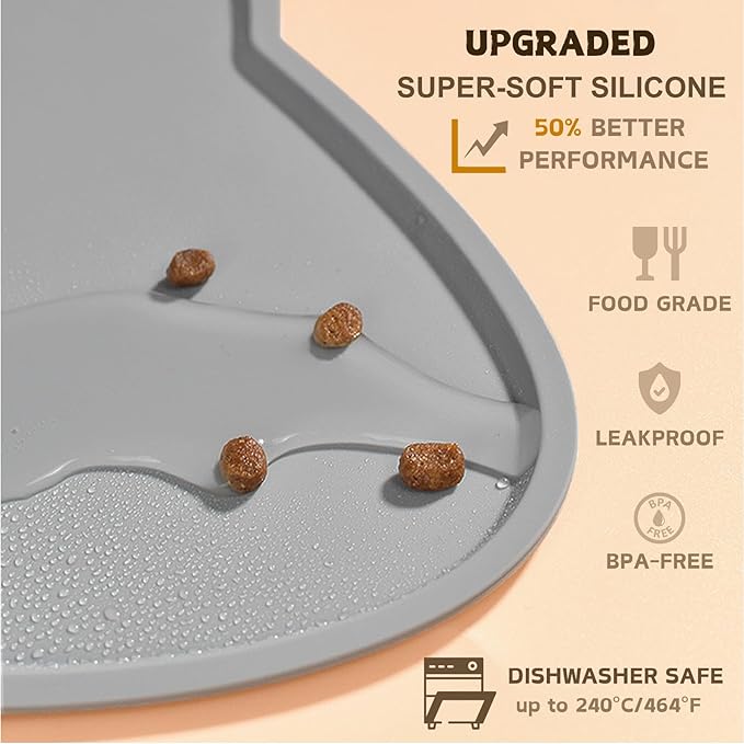 Cat Food Mat, Silicone Non Slip Dog Bowl Mat Waterproof Cat Feeding Mat Stop - Image 3