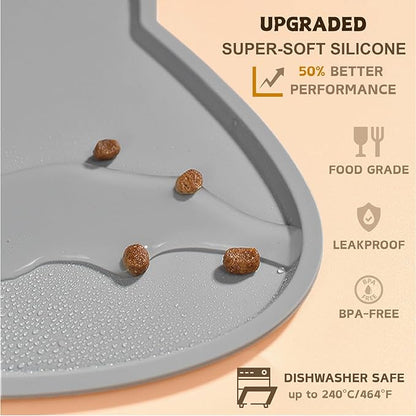 Cat Food Mat, Silicone Non Slip Dog Bowl Mat Waterproof Cat Feeding Mat Stop - Image 3