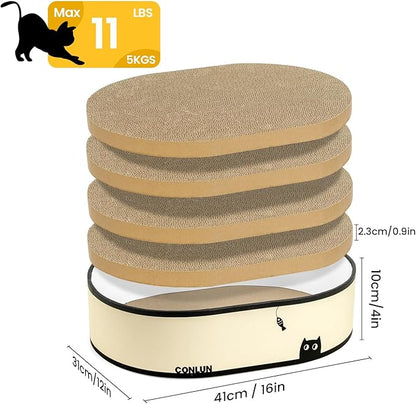 Conlun Cat Scratcher Box with 4 Cat Scratching Board Reversible Cat Scratch Pad - Image 8