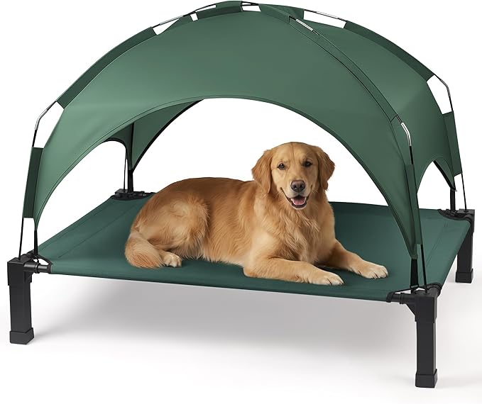 Heeyoo Elevated Dog Bed with Removable Canopy, Portable Dog Cot with Sun by Heeyoo