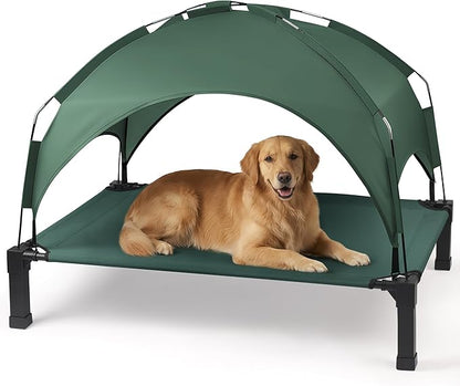 Heeyoo Elevated Dog Bed with Removable Canopy, Portable Dog Cot with Sun by Heeyoo