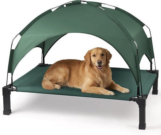 Heeyoo Elevated Dog Bed with Removable Canopy, Portable Dog Cot with Sun by Heeyoo