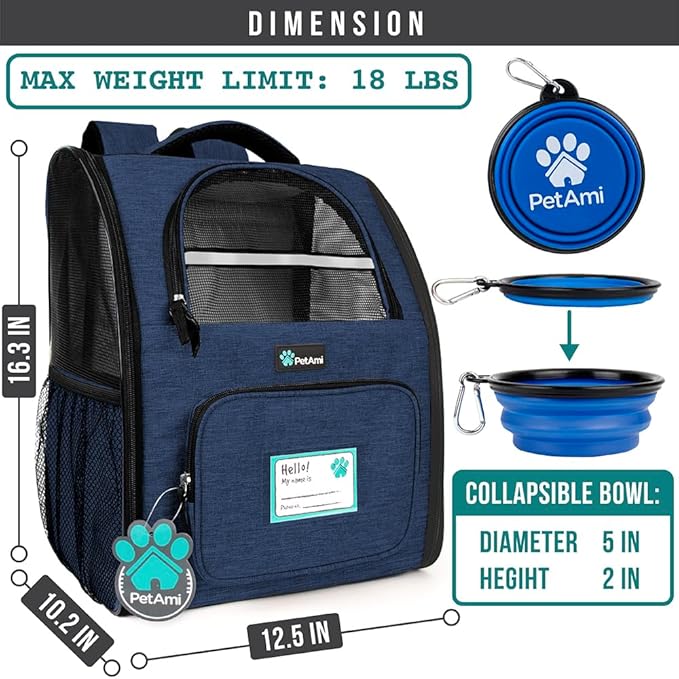 PetAmi Dog Backpack Carrier for Small Medium Dogs Large Cats up to 18 lbs - Image 2
