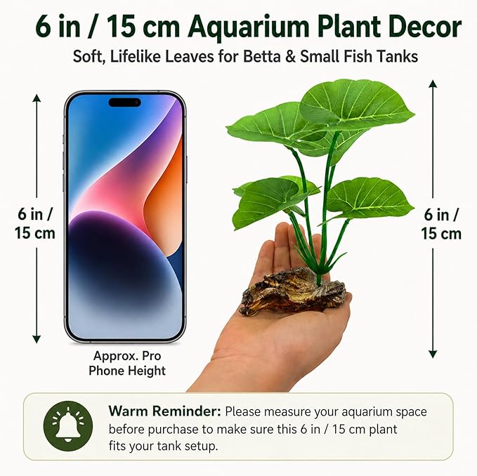 2-Pack Aquarium Decor Fish Tank Decorations 6-inch Betta Fish Tank Plants Leaf - Image 3