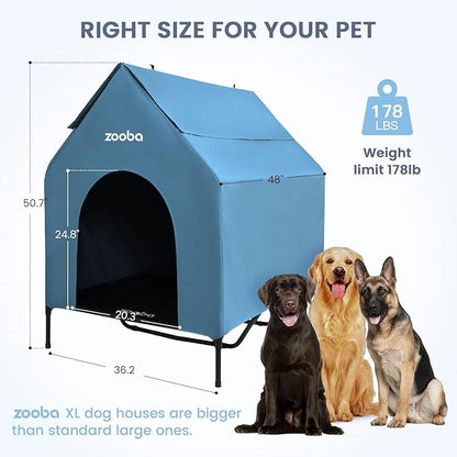 Zooba 48" XL Outdoor Dog House – Weatherproof Elevated Pet Shelter, Breathable - Image 4