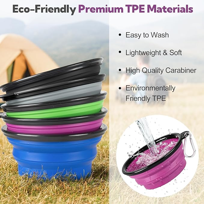Collapsible Dog Bowl 2 Pack, Dog Water Bowls - Image 6