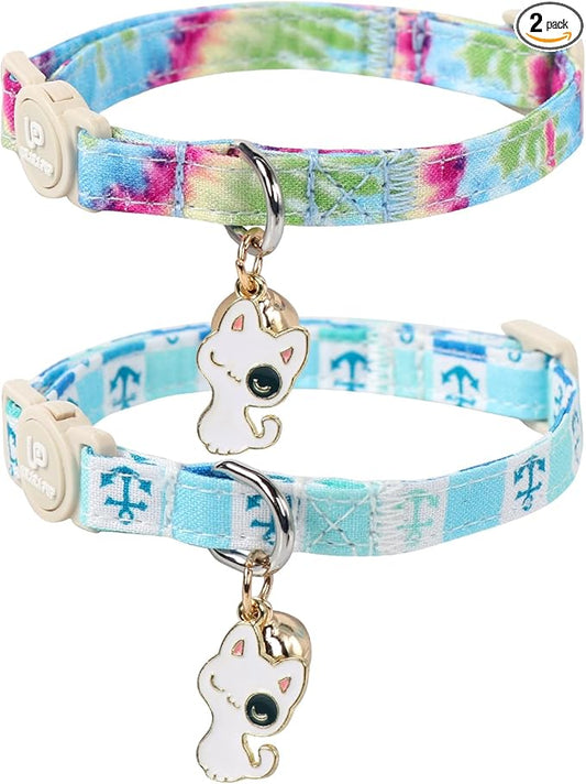 Cat Collar, 2 Pack Cat Collars Cute Breakaway Tiedye Cat Collar by UPURARAPUP