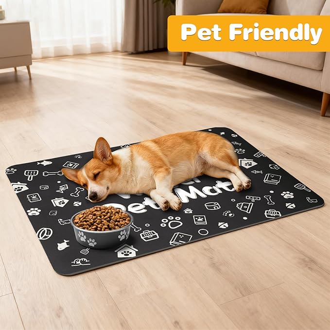 Pet Feeding Mat, Dog Cat Mat for Food and Water, Dog Bowl Waterproof Placemat - Image 6
