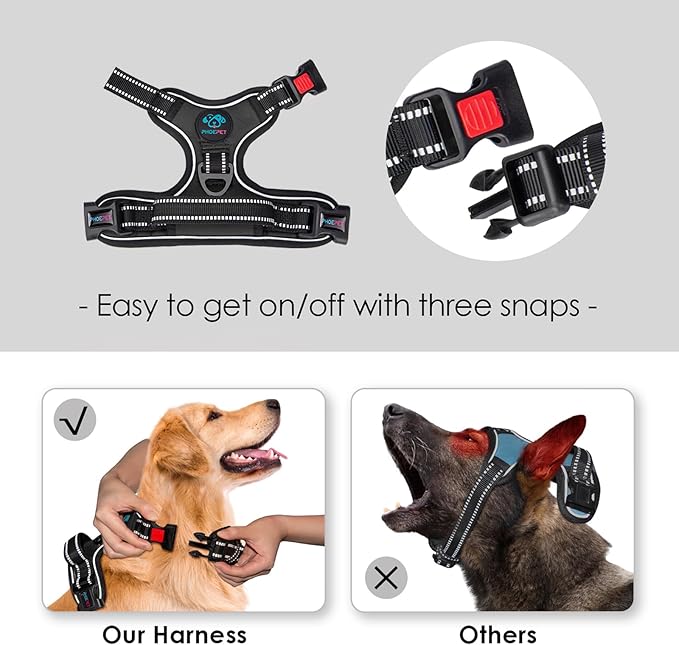 PHOEPET Reflective Dog Harness Large Breed Adjustable No Pull Vest - Image 3