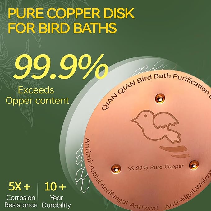 QIANQIANBird Bath Copper Disk, 0.6mm Reinforced 99.99% Pure Copper Cleaning Disk - Image 6