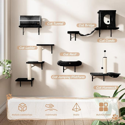 NUNU LAB 7-in-1 Cat Wall Shelves, Wall Mounted Cat Climber Set, Cat Furniture - Image 2