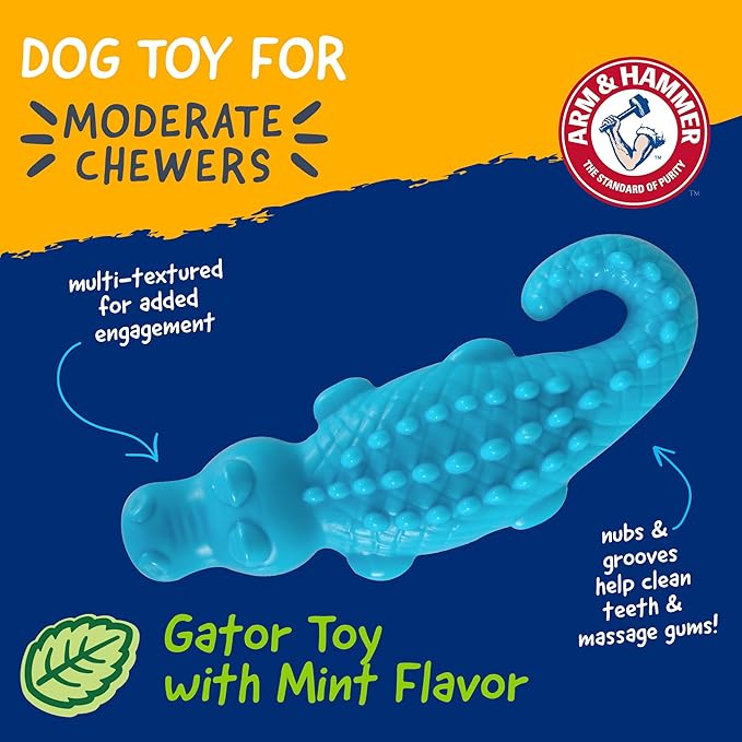 Arm & Hammer Nubbies Gator Dog Dental Chew Toy Mint Flavor Baking Soda Infused - Image 2