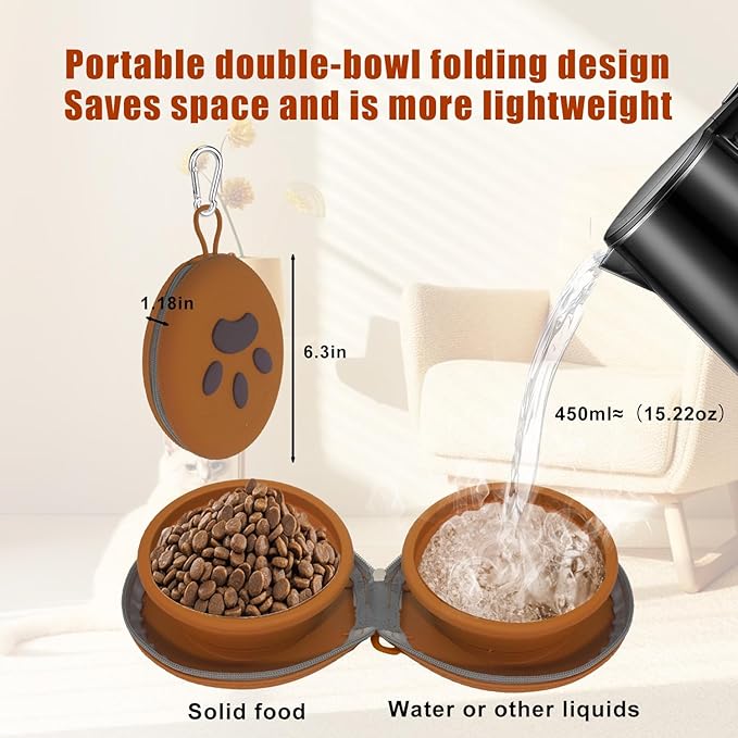 Collapsible Dog Bowls, 2-in-1 Silicone Pet Food and Water Bowl - Image 2