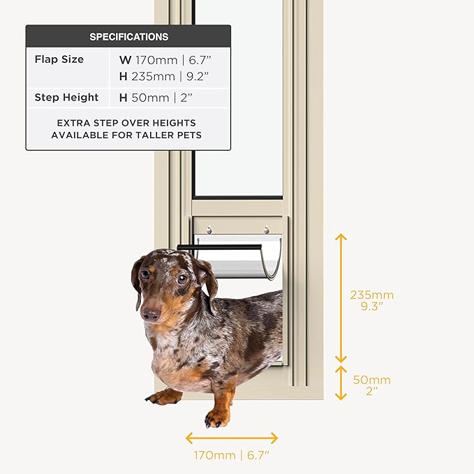 Hakuna Pets Cream Glass Patio Pet Door - Image 2