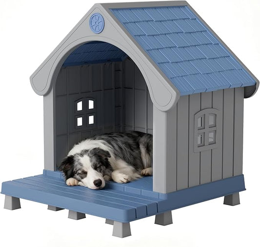 Fancyango Large Dog House Outdoor Indoor, Sturdy Plastic Waterproof Doghouse by Warmnestforpets