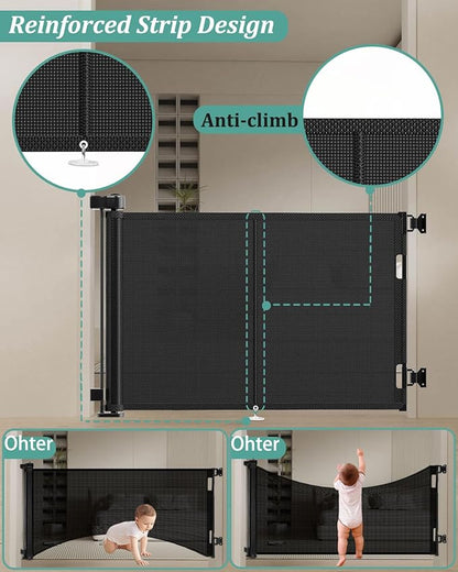 Miumoon 59 inch Retractable Baby Gates 34 inch Tall, Retractable Gate - Image 2