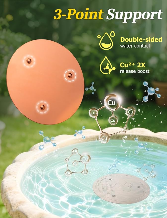 Mellbree Bird Bath Copper Disk & Clean Set, 0.6mm Reinforced 99.99% Pure Copper - Image 6