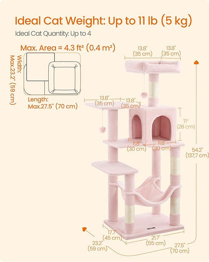 Feandrea Cat Tree, 54.2-Inch Cat Tower, Plush Multi-Level Condo - Image 5